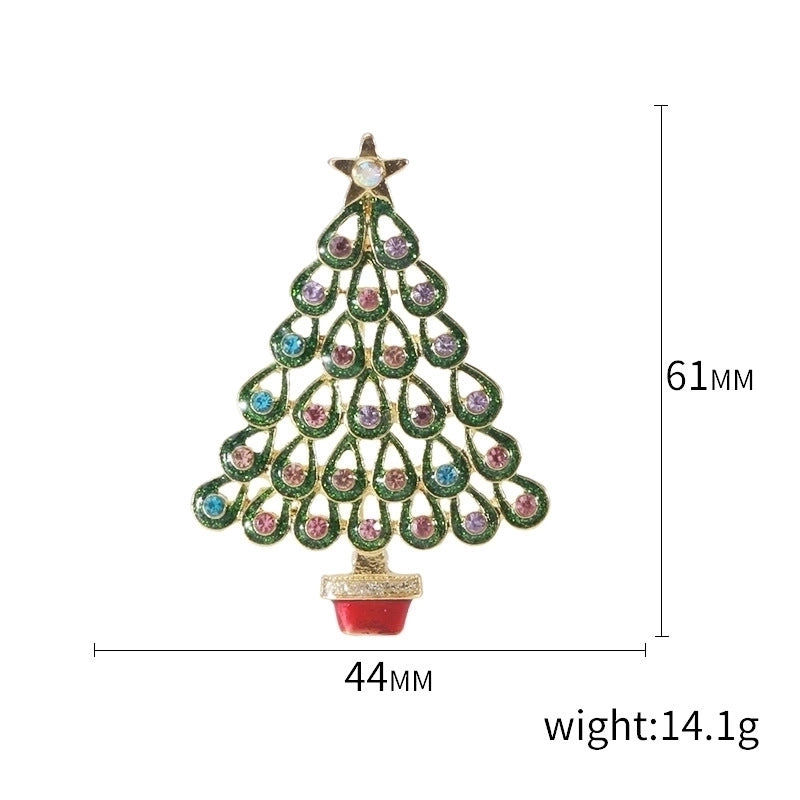 Fashion Pin Christmas Tree Alloy Inlay Rhinestones Women’S Brooches
