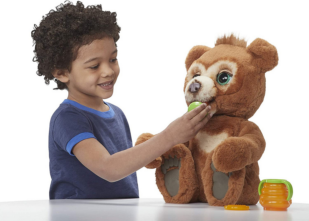 curious bear interactive plush toy