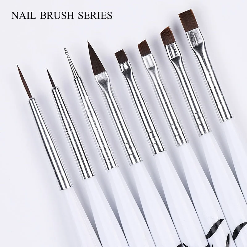 8pcs/Set Nail Brush Nail Art Acrylic Liquid Powder French Stripes Lines Liner Painting Design Brush Dotting Picking Pen Tool-Nail Inspo