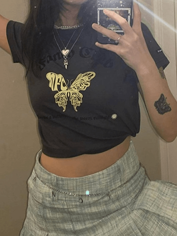 Fancy Club Butterfly Crop Top