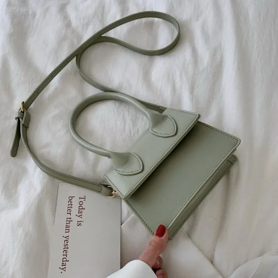 Solid Color PU Leather Crossbody Bags For Women 2021 hit Female Shoulder Simple Bag Lady Mini Phone Purses And Handbags