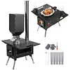 [US Local Warehouse] Portable Wood Burning Stove with Stainless Steel Construction Compact Tent Stove Chimney Pipes Included Firewood Stoves for Outdoor Heating & Cooking Ice Fishing Hunting