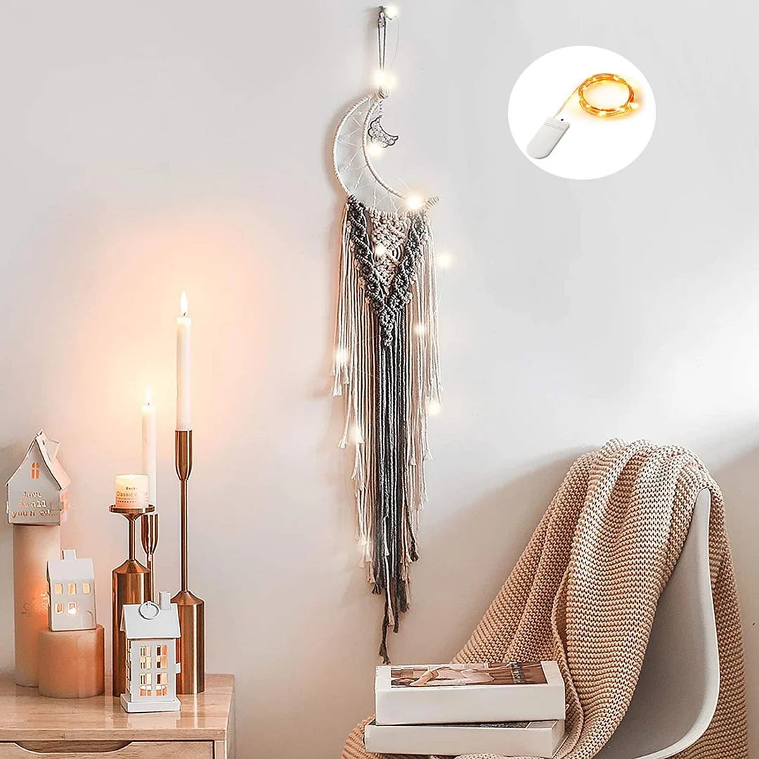 Macrame Dream Catcher Boho Home Decor Moon Ramadan Decoration Macrame Wall Hanging Baby Nordic Room Decoration Kids Nursery