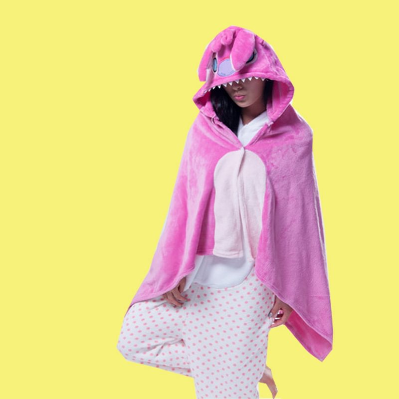 Animal Kigurumi Pink Stitch Cosplay Costume Hoodie Cloak Shawl-Pajamasbuy
