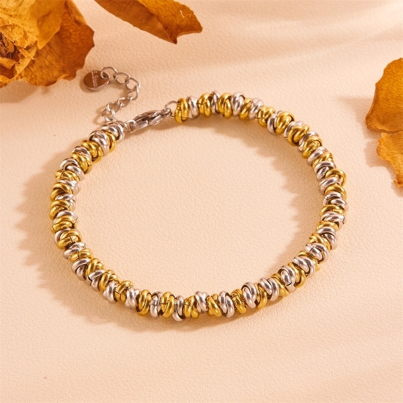 Fashion  Style String Color Titanium Steel Ring Weave Vintage Bracelet Trendy, Personalized And  Exquisite Ring Woven Bracelet