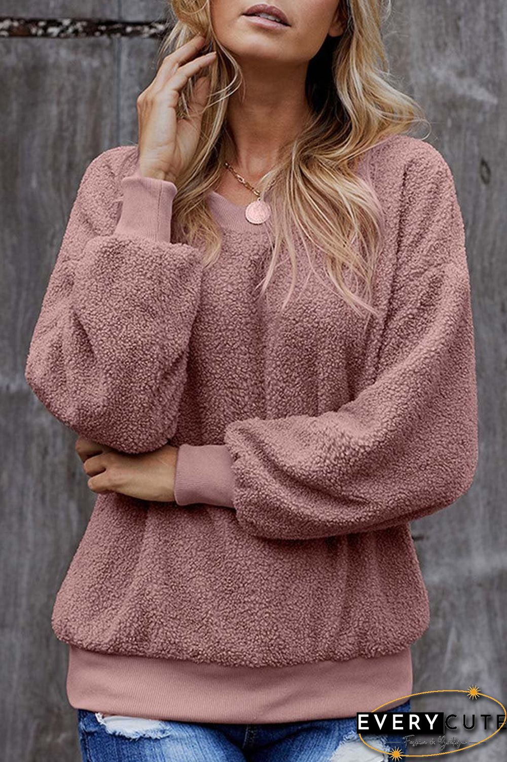 Teddy Plush Sweater Casual Tops