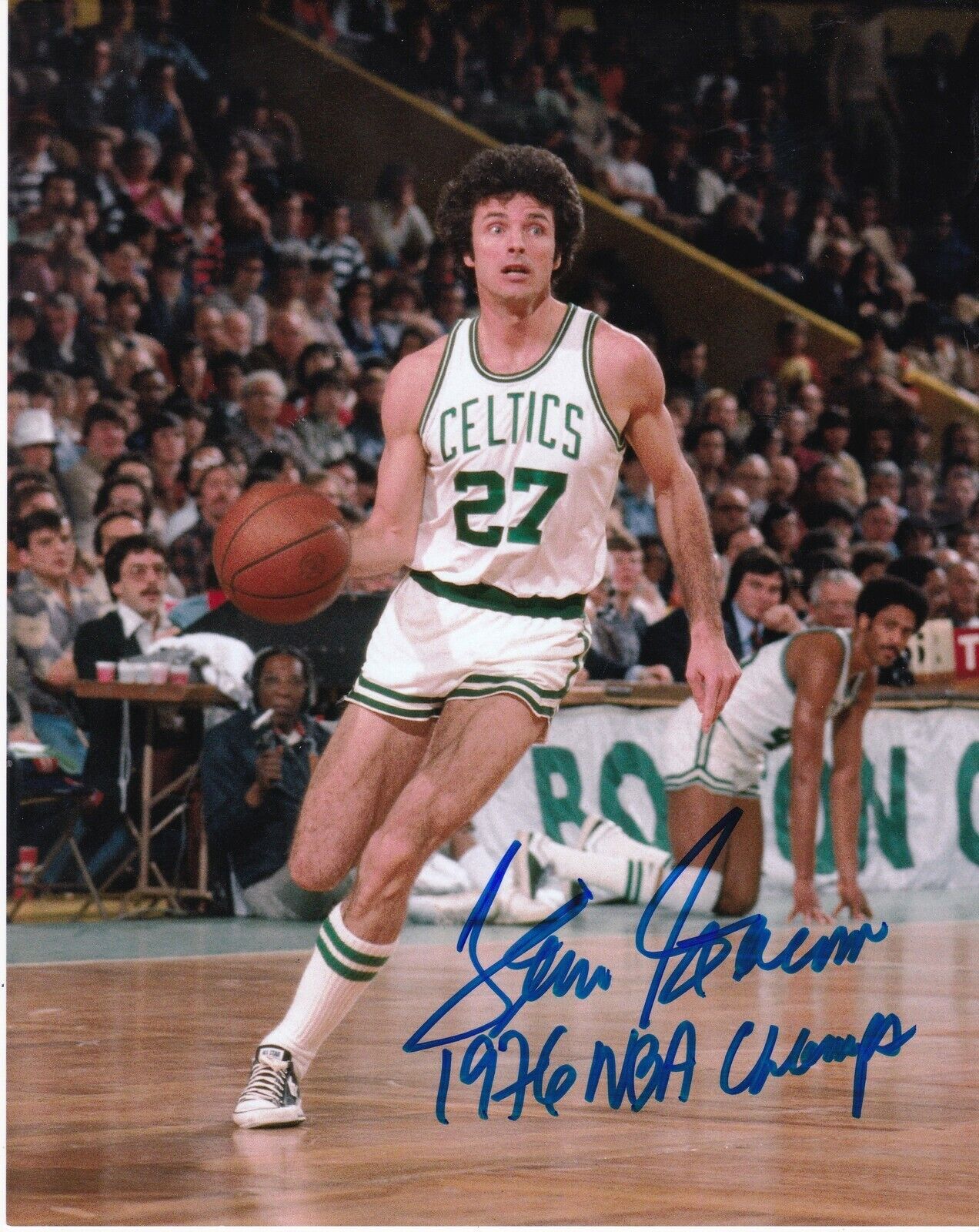 KEVIN STACOM BOSTON CELTICS 1976 NBA CHAMPS COLOR SIGNED 8x10