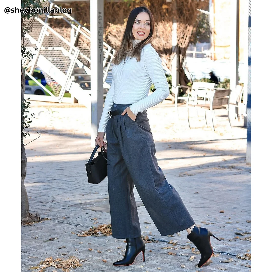 4inch Red Bottom Women's Closed Pointed Toe Stilettos Ankle Boots-MERUMOTE