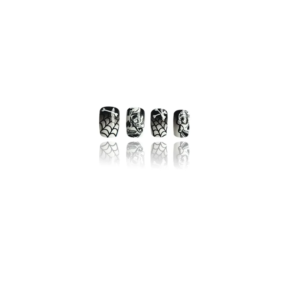Churchf Churchf Chinese Nail Demon Bone Spider Web Halloween Element Fake Nail Finished Products Wear Nail Holiday Nail