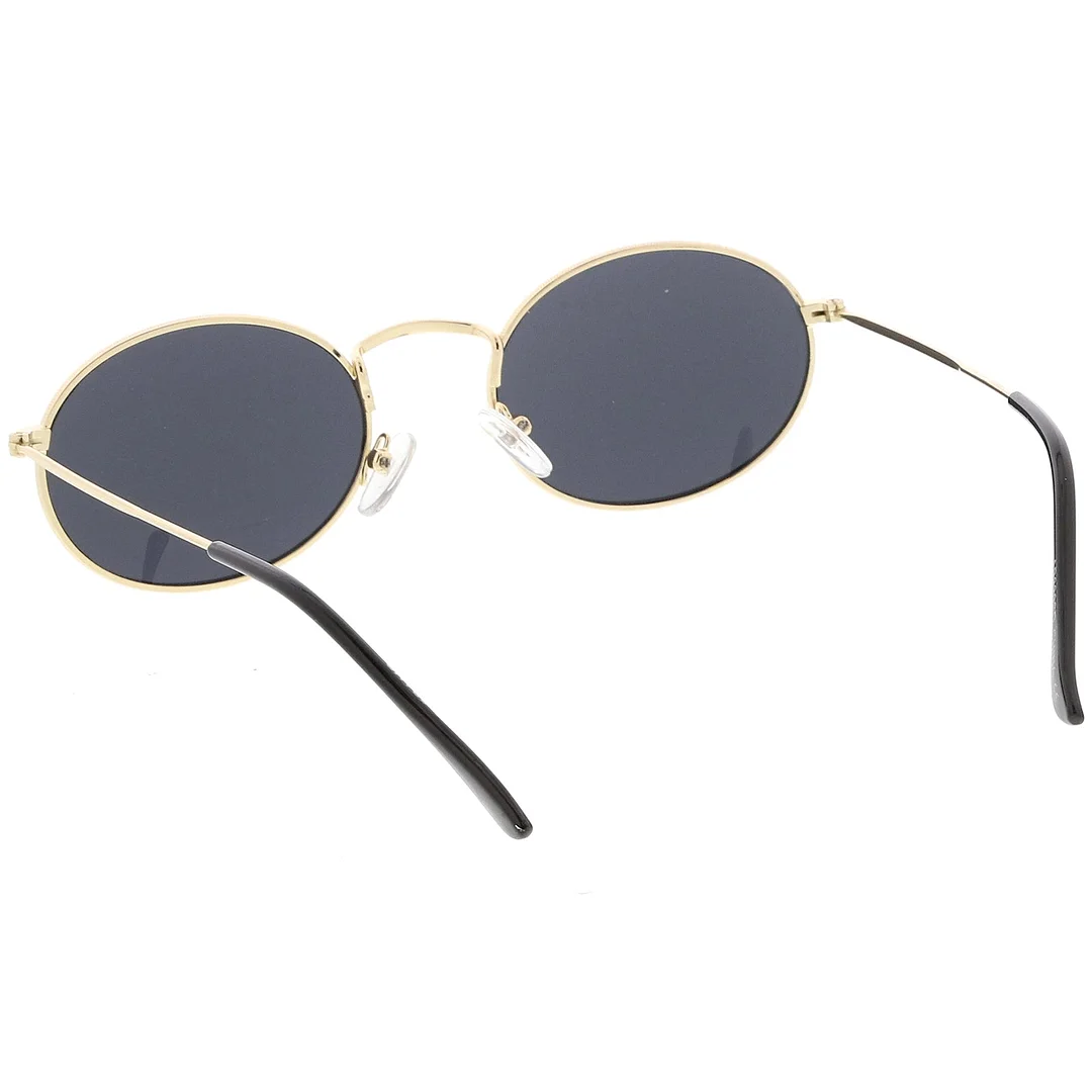 Small Metal Oval glasses Slim Arms Neutral Colored Lens 51mm