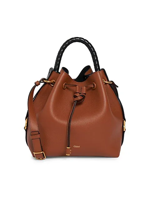 Chloé Marcie Leather Bucket Bag-Tan