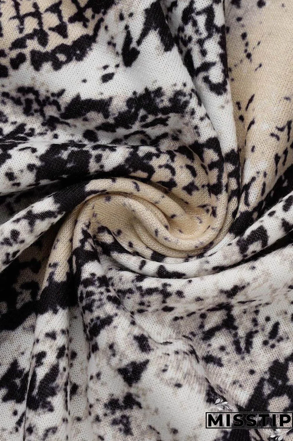 Brown Casual Print Patchwork Slit V Neck Long Sleeve Dresses