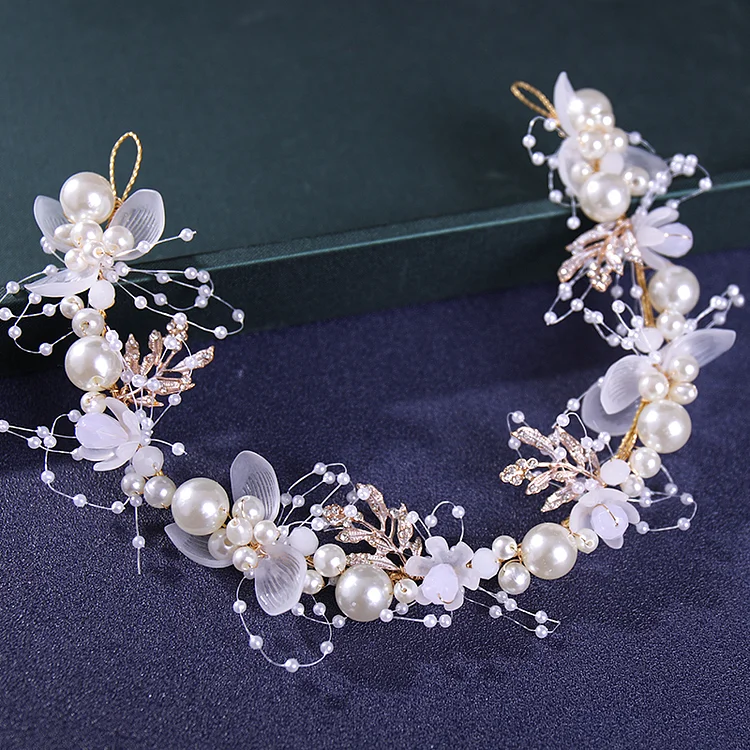 Metadun Silver Color Pearl Rhinestone Crystal Headband Tiara Hairband For Women Bride Hair Jewelry Wedding Hair Accessories Hair Band