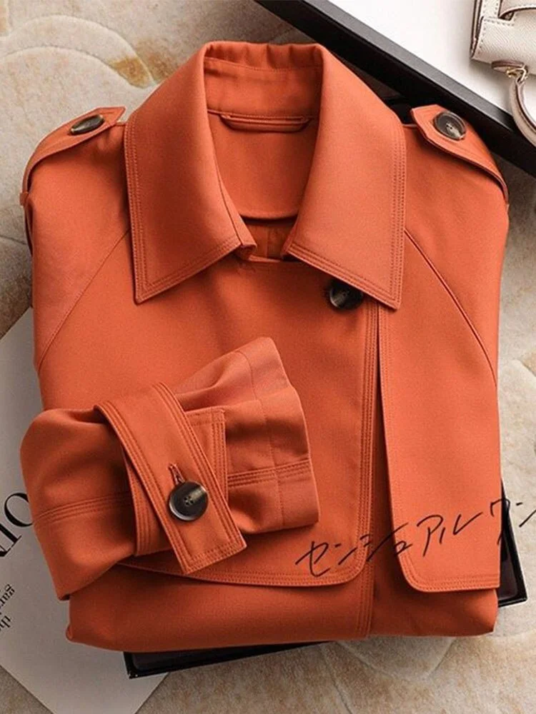 Nncharge New Spring Autumn Women Fashion Turn-down Collar Double Breasted Trench Lady Casual Slim Lace-up Solid Color Jacket Coat