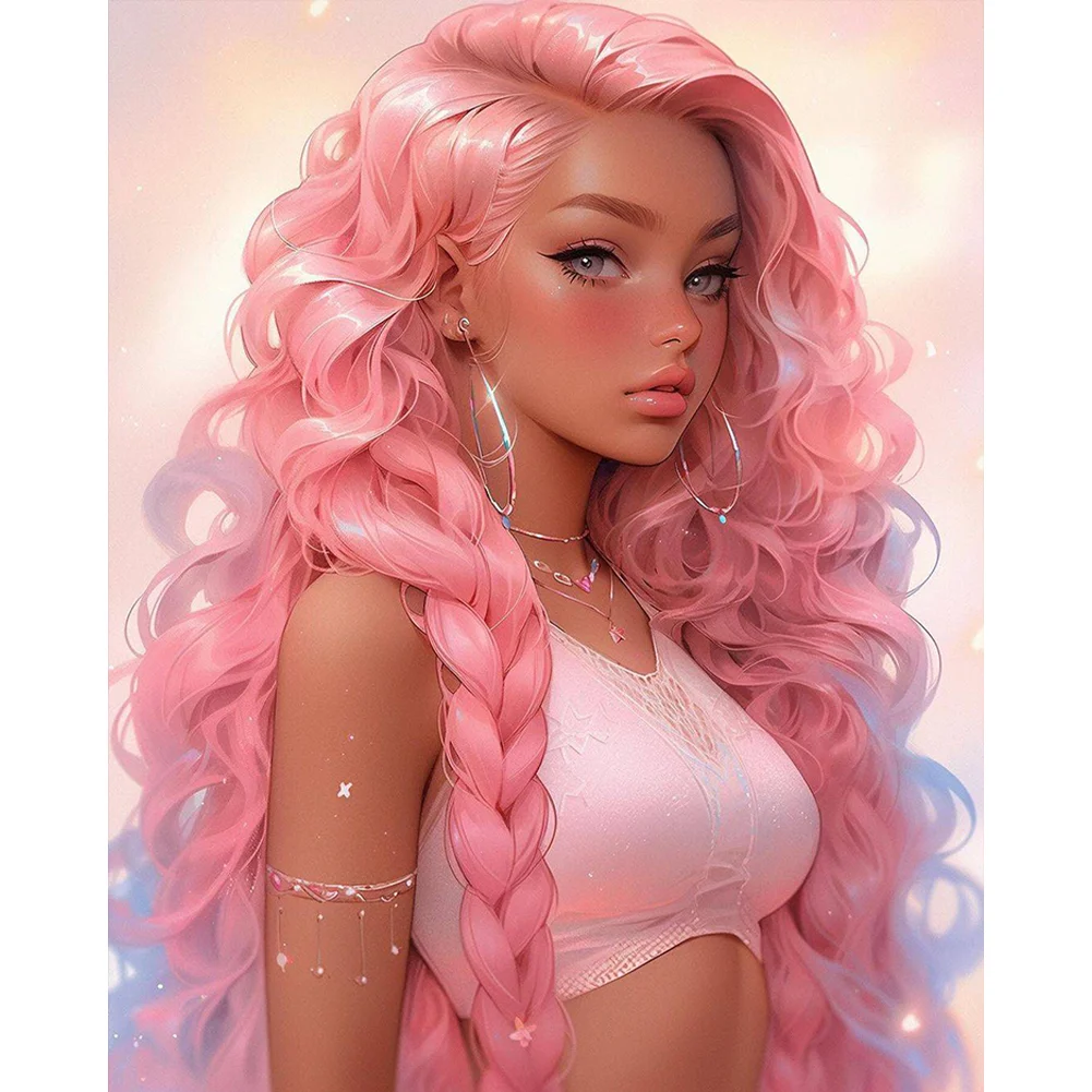 11CT Full Stamped Cross Stitch - Girl(Canvas|50*50CM)