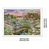(US Only)Full Embroidery Eco-cotton Thread 14CT Print Lakeside Cabin Cross Stitch 64x50cm