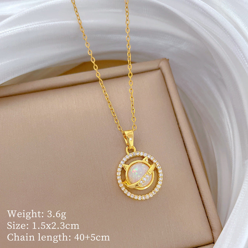 Copper Micro-Inlaid Cross Fashionable And Gorgeous Full Diamond Necklace For Women All-Match Clavicle Chain Titanium Steel