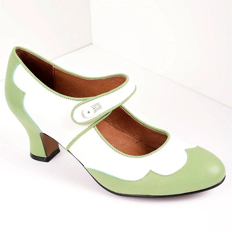 Wednesday Women's Vintage Mary Jane Shoes (Green)