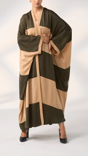 Cotton And Linen Stitching Cardigan Abaya-inspireuse