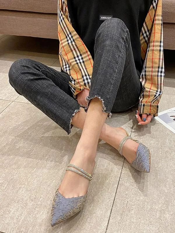 Fashion bag pointed stiletto two-wear high-heeled half slippers