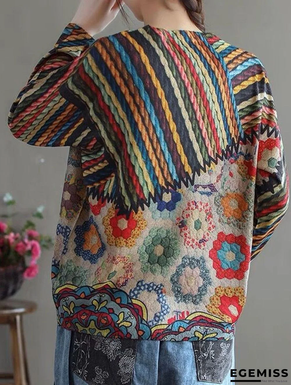 Autumn And Winter Loose Casual Pullover Round Neck Retro Sweater | EGEMISS