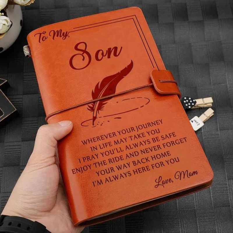 Unique Gift Mom To Son - Enjoy The Ride - Vintage Journal Notebook