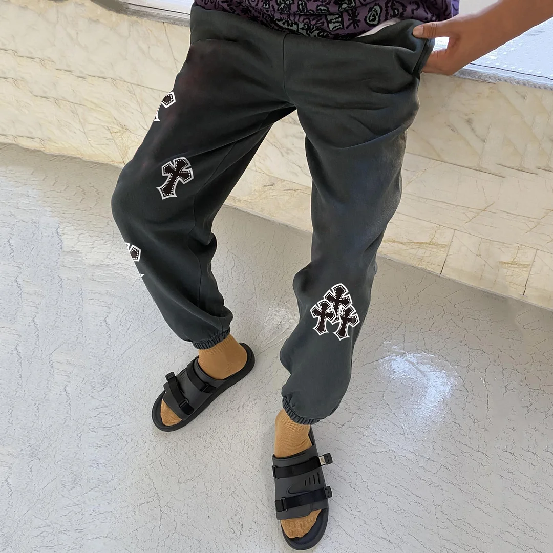Cross European and American fashion street style tied casual trousers