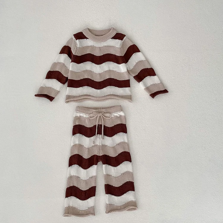 Baby Girl Waves Striped Knitted 2 Pieces Set
