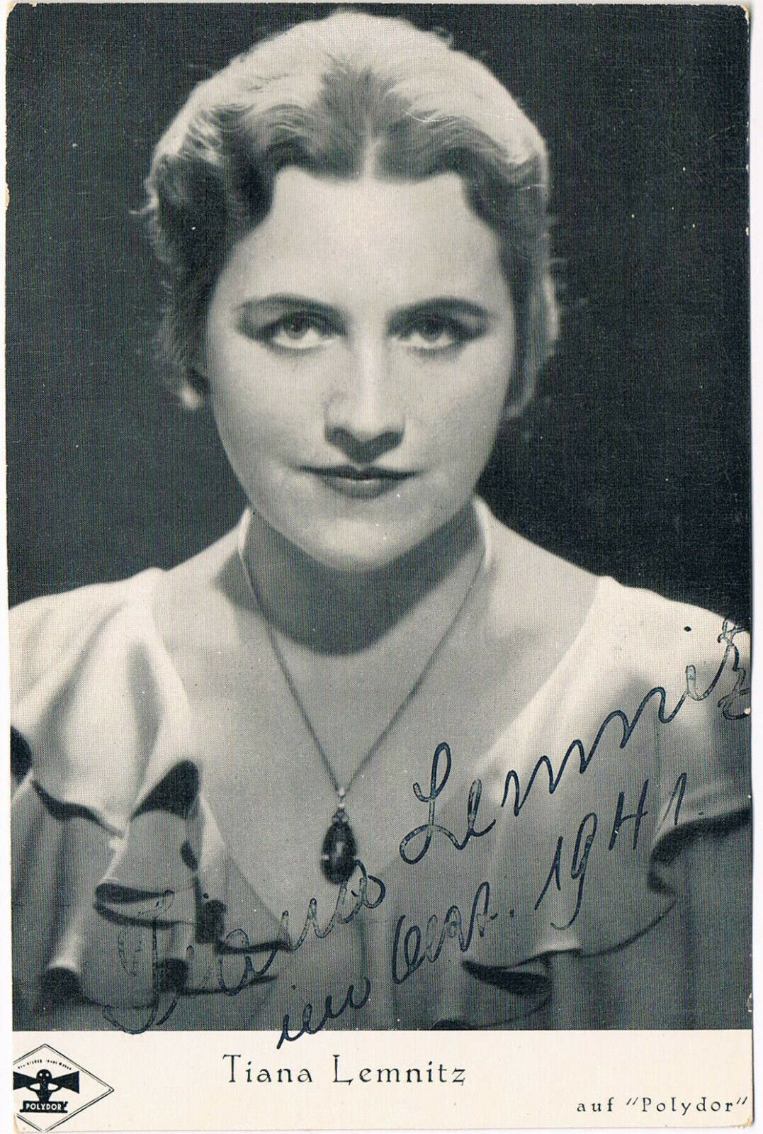 Tiana Lemnitz 1897-1994 autograph signed postcard Photo Poster painting 3.5x5.5