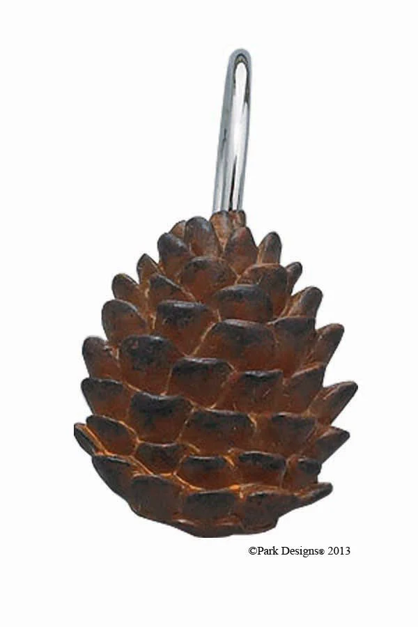 PINECONE SHOWER CURTAIN HOOK S/12