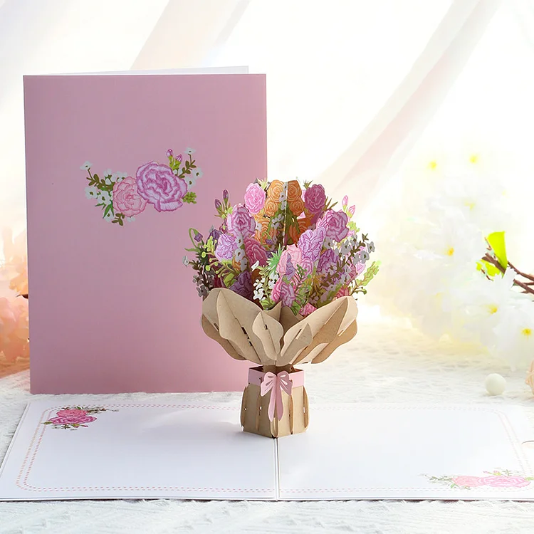 Carnation Bouquet 3D Pop Up Greeting Card