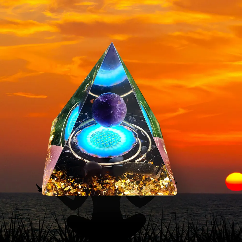 5cm Natural Stone Orgonite Pyramid Healing Crystals Orgone Energy Generator