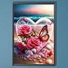 Liebesrose Schmetterling - runder Bohrer Diamantmalerei - 40*60cm (große Größe)