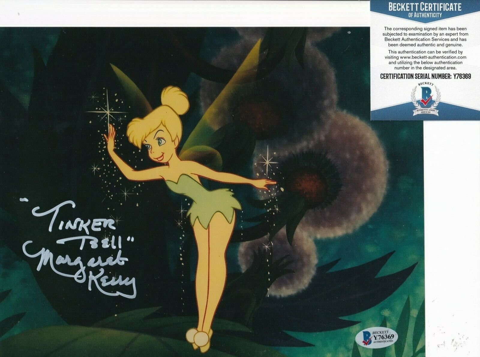 MARGARET KERRY signed (TINKER BELL) PETER PAN 8X10 Photo Poster painting BECKETT BAS Y76369