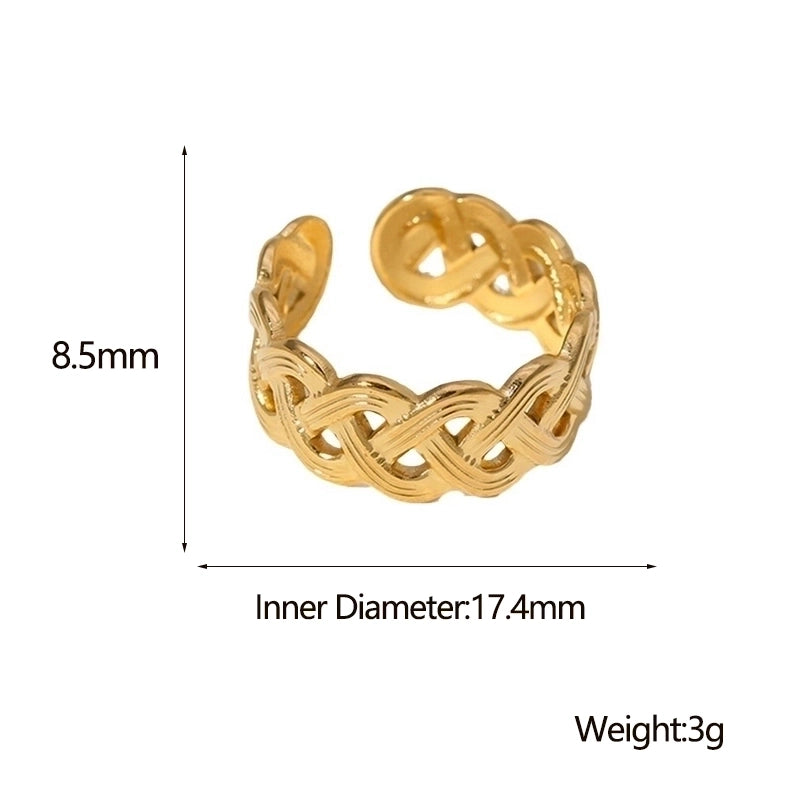 Retro Solid Color Stainless Steel Criss Cross Open Ring