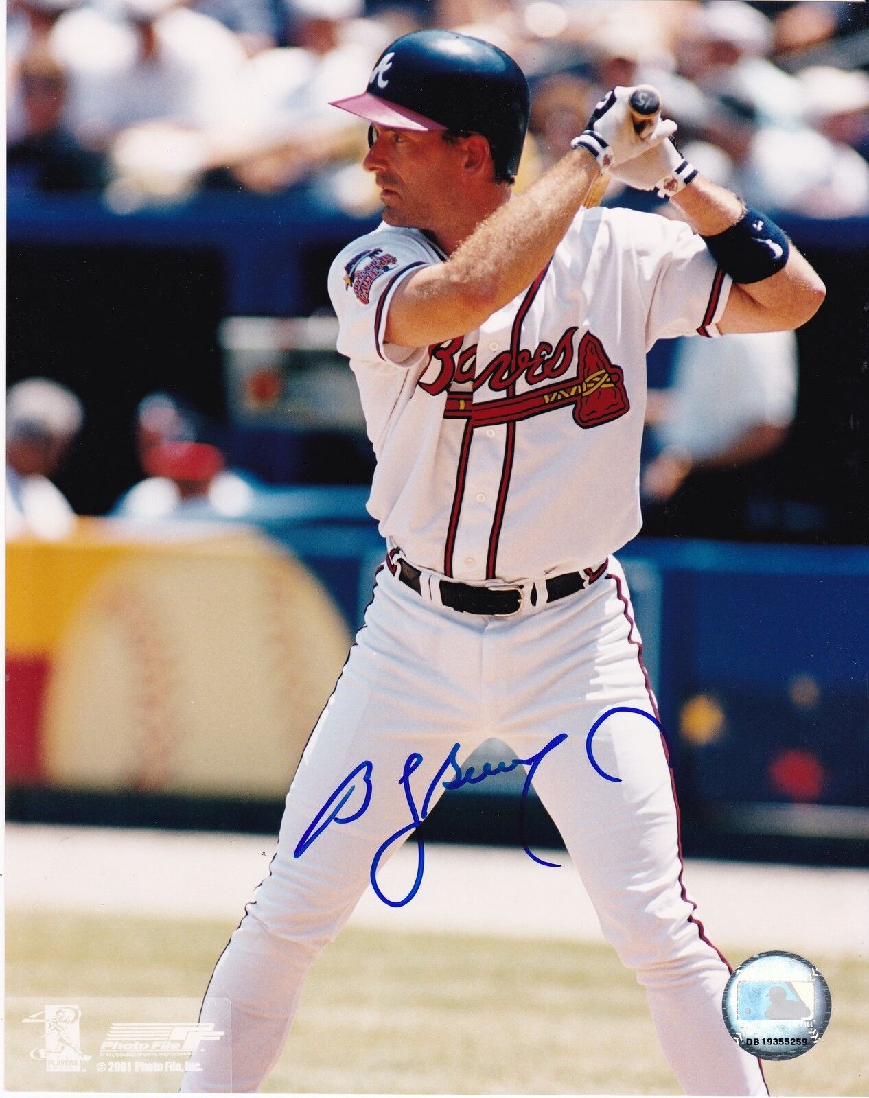 B.J. SURHOFF ATLANTA BRAVES ACTION SIGNED 8x10