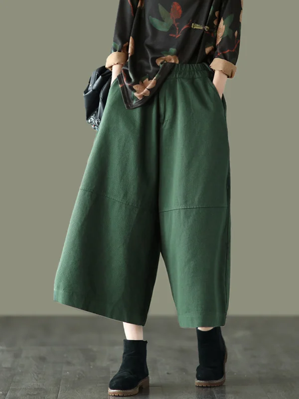 Simple Wide Leg Loose Solid Color Casual Pants Bottoms