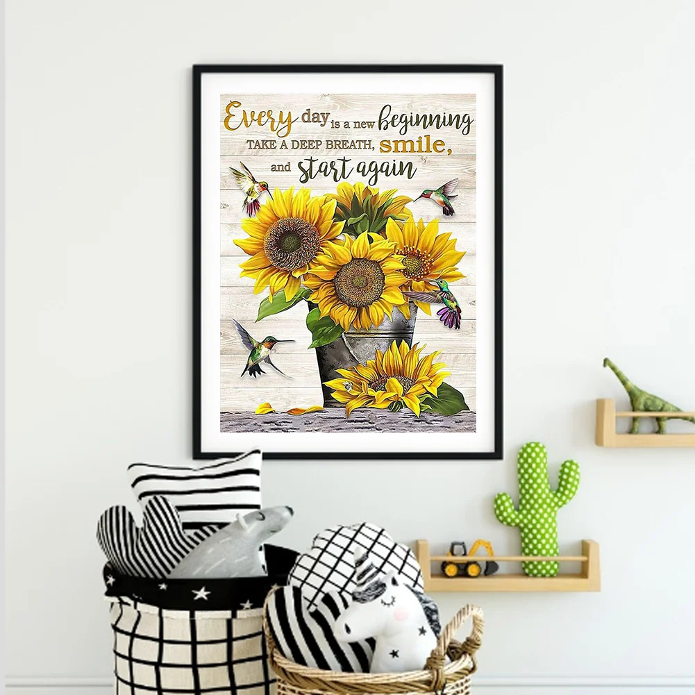 Diamond Painting - Full Round Drill - Sunflower Letters(30*40cm)