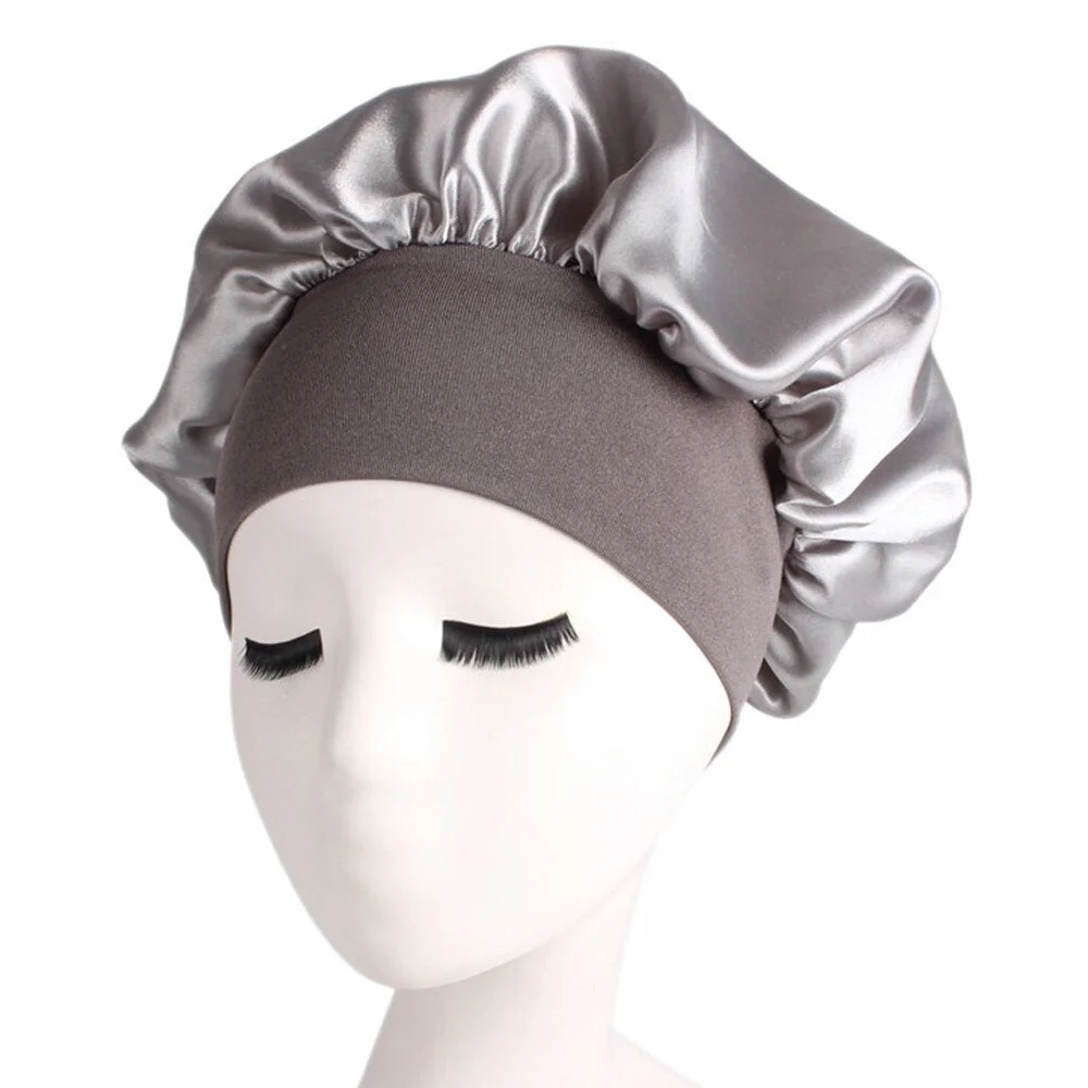 New Soft Silk Women Night Sleep Head Wear Shower Wrap Cap Adjustable Ladies Long Hair Care Bonnet Scraf Satin Hat Accessories