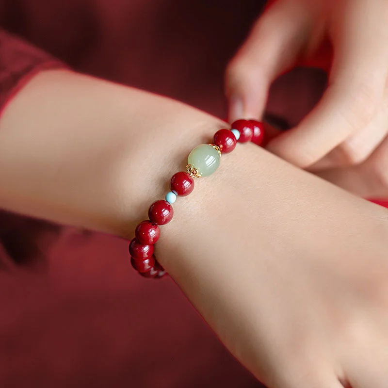 Cinnabar Green Aventurine Fortune Luck Bracelet