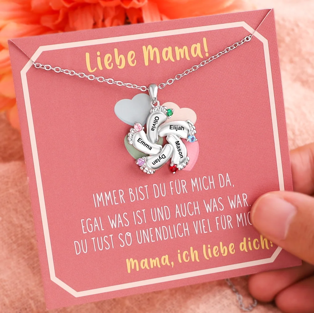 Personalisierte Baby Füße 5 Geburtssteine Halskette Kettenmachen