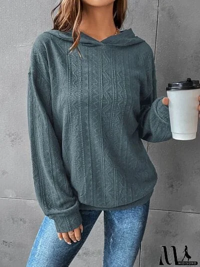 MidiSono - Textured Dropped Shoulder Hoodie