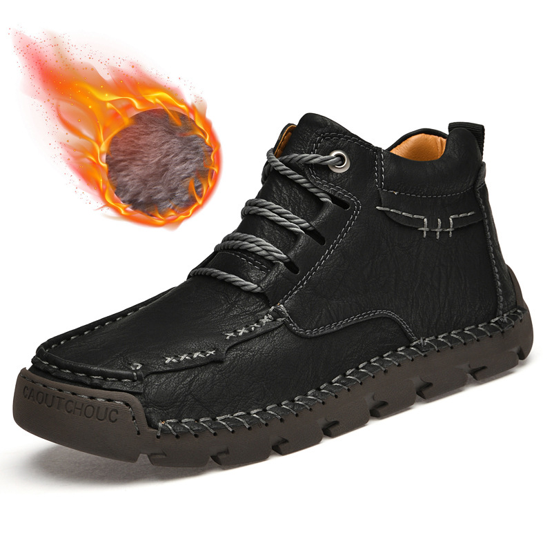 Men's Vintage Winter Fleece Warm Leather Casual Martin Boots