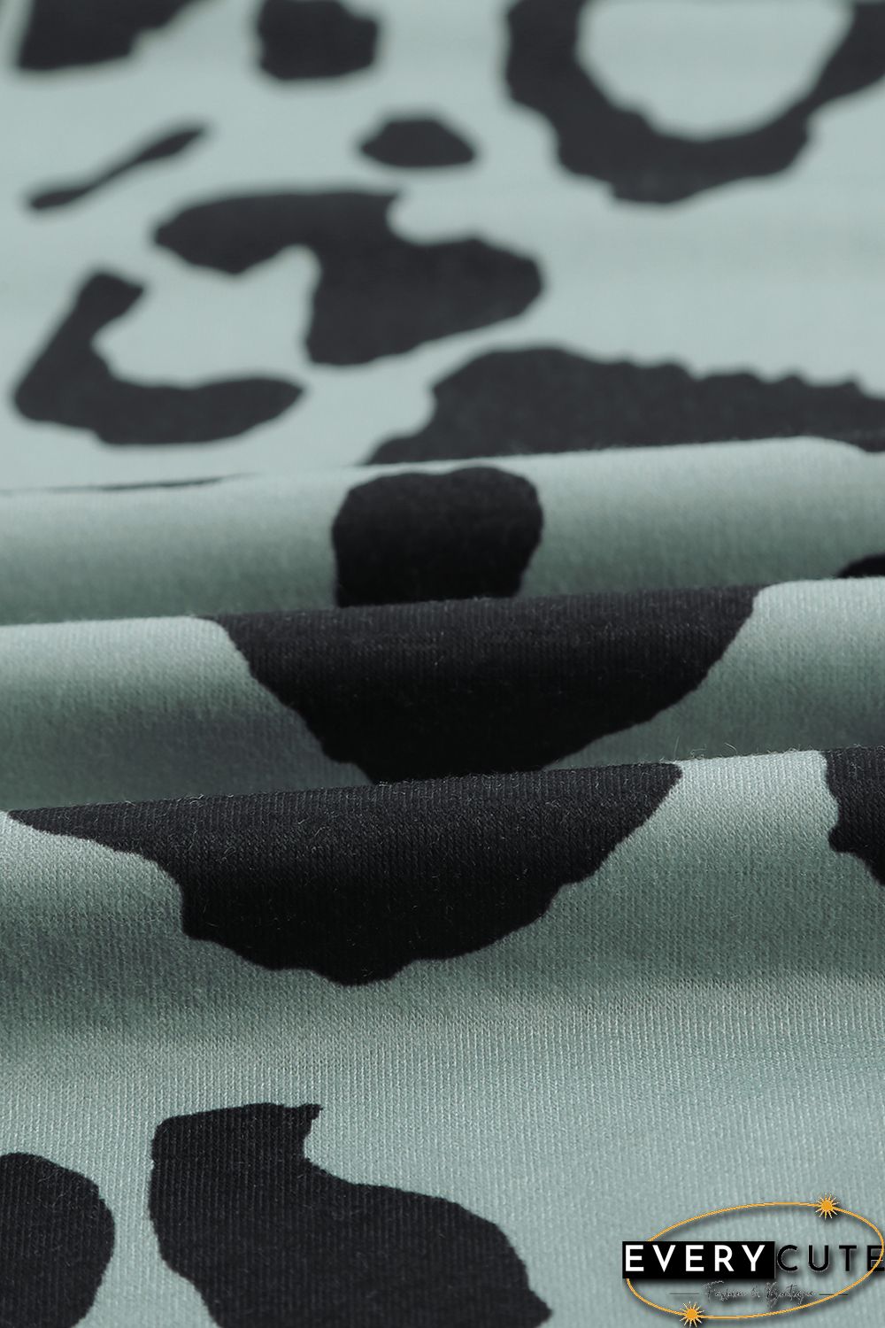 Olive Green Leopard Ruffled Sleeves Top