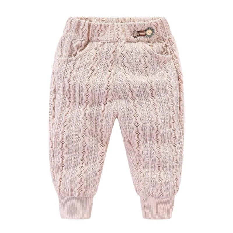Mudkingdom Girls Knit Pants Winter Cable Leggings Warm Children Clothes Baby Girl Ribbed Trousers