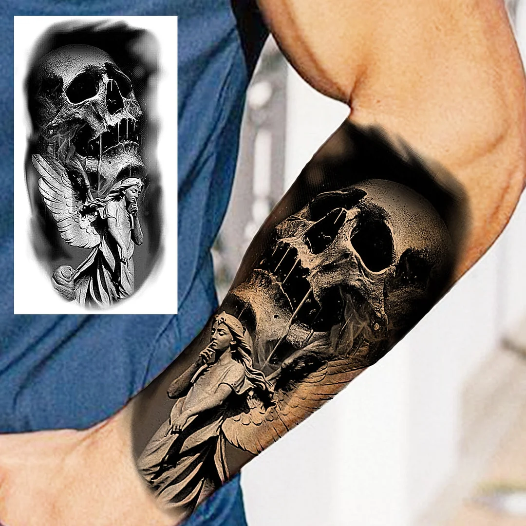 Praying Lion Cross Temporary Tattoos For Men Women Clown Wolf Tiger Flower Compass Fake Tattoo Sticker Forearm Waterproof Tatoos