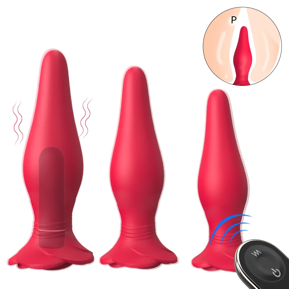 Rose Anal Plug Vibrator Vibrating Butt Plug A Set With Remote Control - Rose Toy