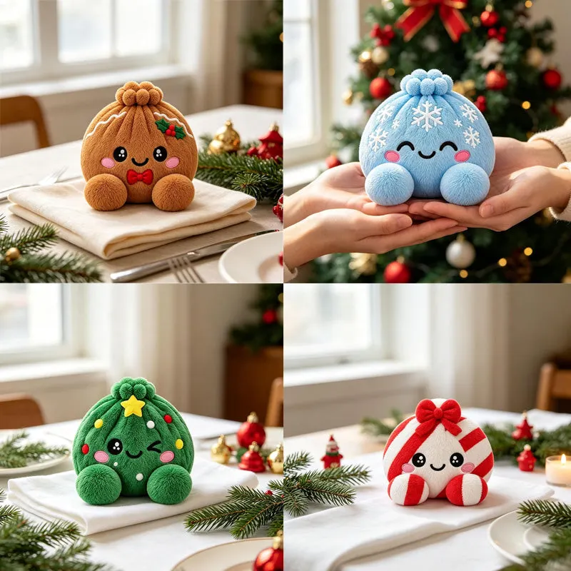 Christmas dumpling plush styles and color variants display
