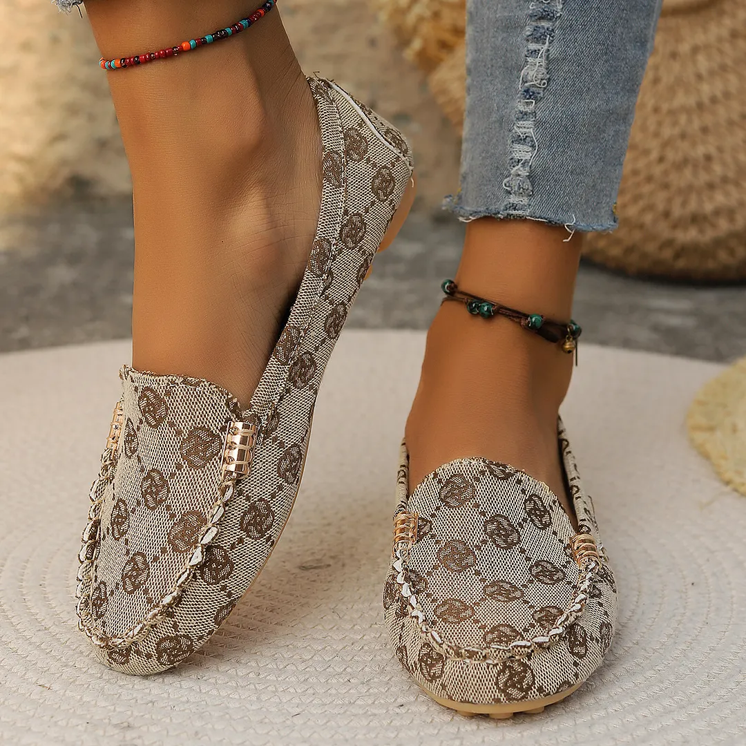 Women's Boho Print Loafers, Soft Sole Slip-On Casual Flats