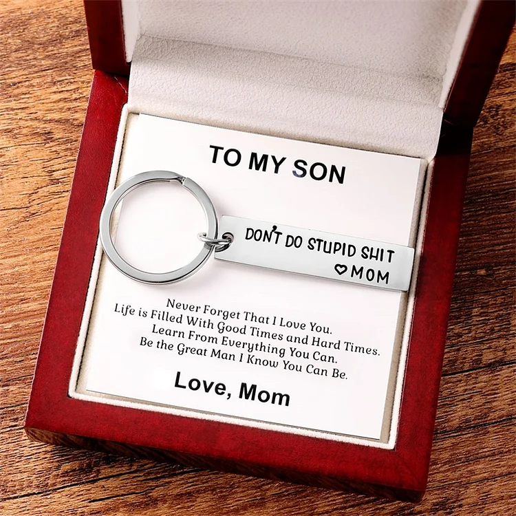 Don't Do Stupid Funny Keychain Gift Box Set for Son and Daughter